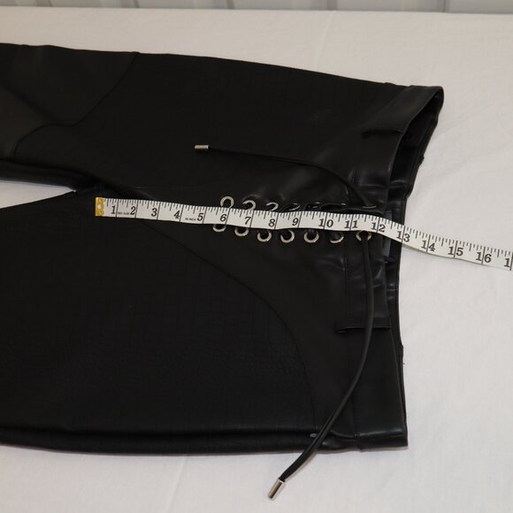 Maniere De Voir Womens Vegan Leather Croc Embossed Lace Up Pants Size 12 NWT - Picture 11 of 13